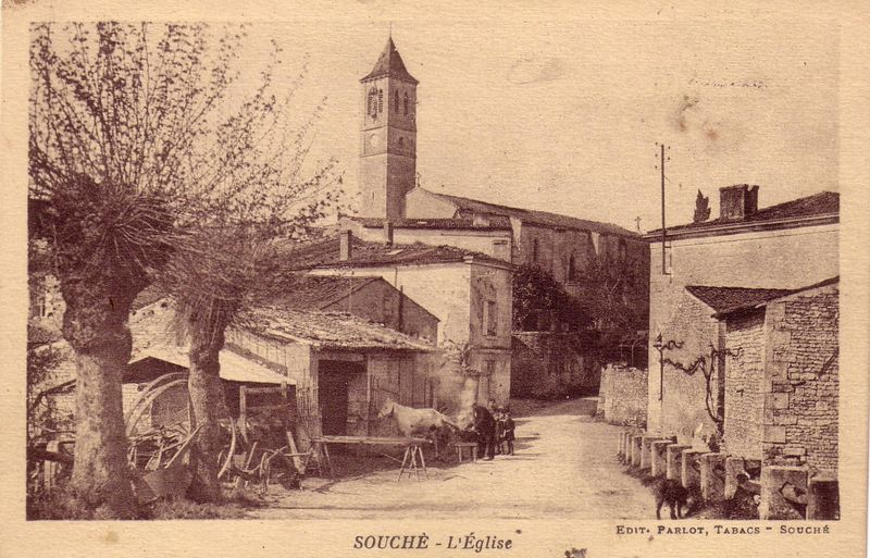 Fichier:Église et forge Souché.jpg